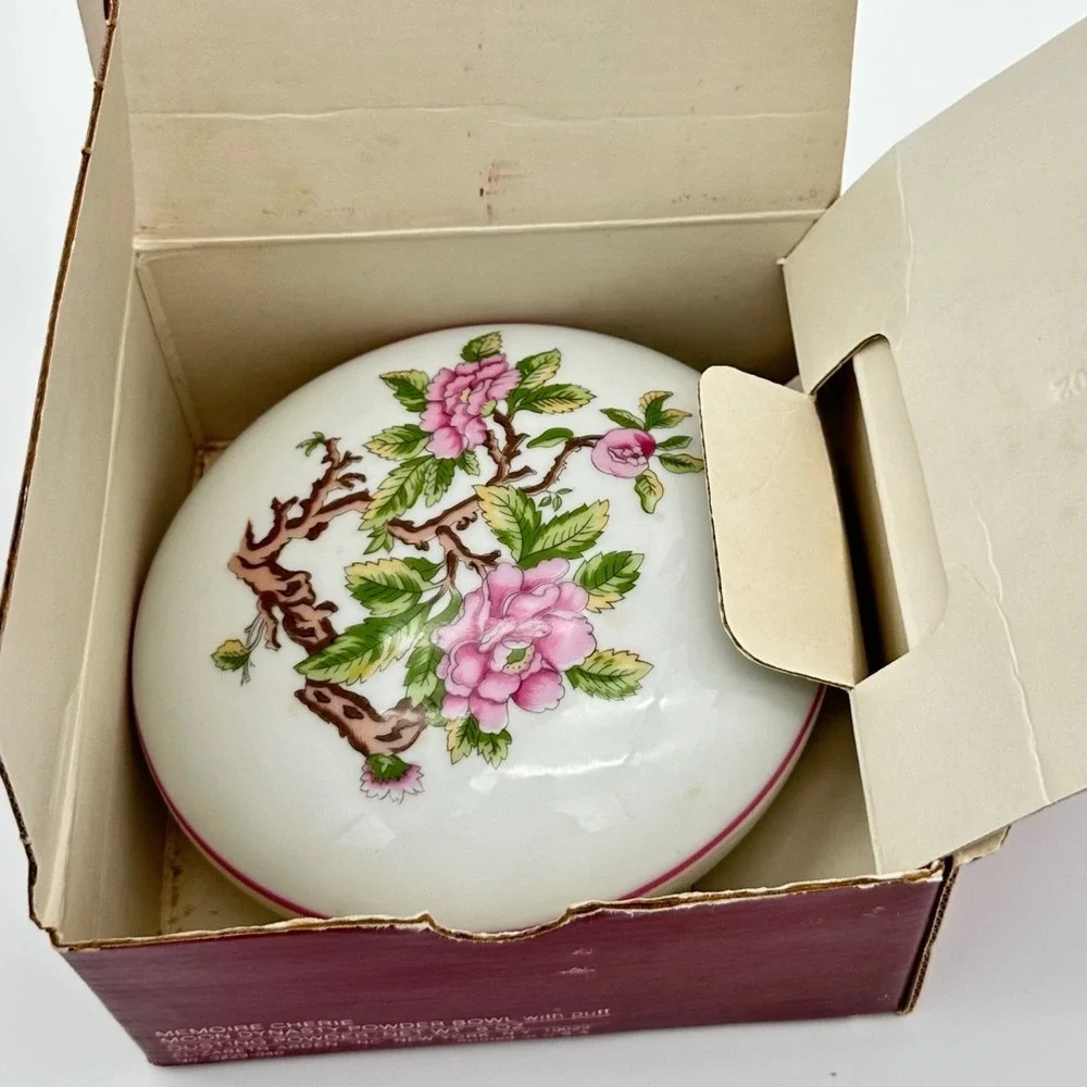 Elizabeth Arden Powder Bowl Memoire Cherie Moon-Dynasty Porcelain Vintage Japan